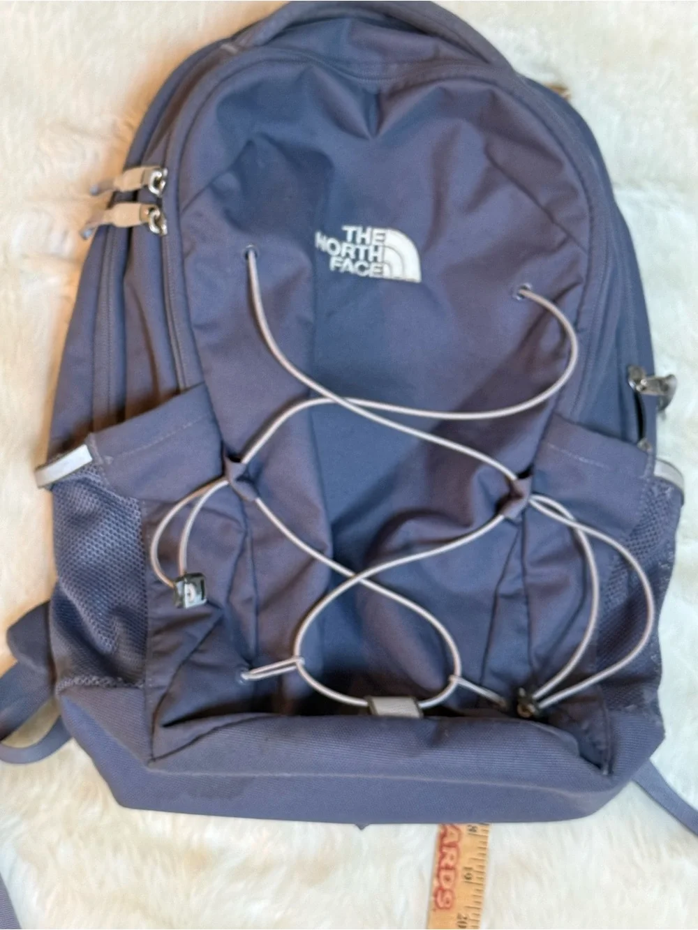 The North Face Jester Backpack Navy Blue Gray Accents Embroidered Logo
